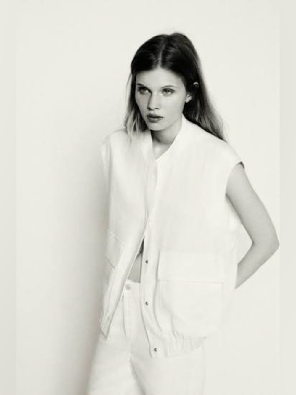 ZARA White Linen Vest Jacket